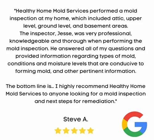 Customer testimonials for professional mold testing and inspection in Mchenry by Healthy Home Mold Services